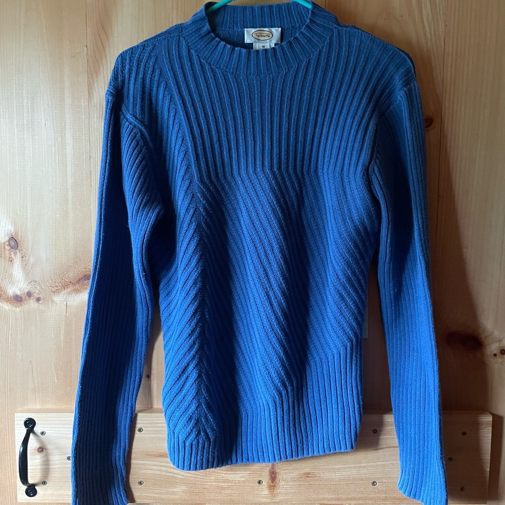 Talbots Blue Ribbed Crewneck Sweater